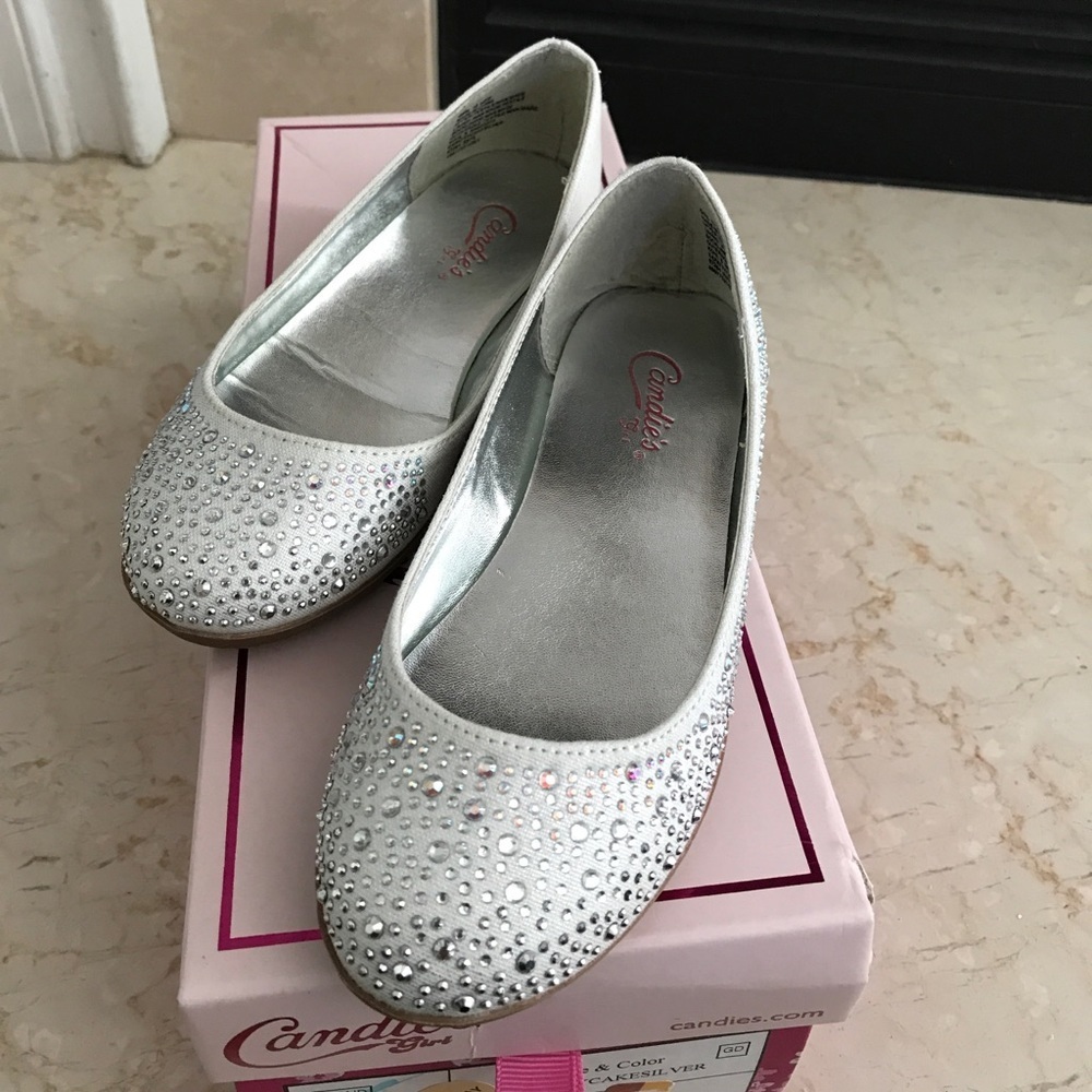 Ballet flower girl white sparkle rhinestone shoes